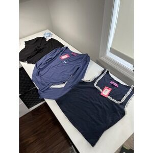 3-Piece Coquette Balletcore Bundle Edikted Bozzolo Navy Blue Black Tops M L